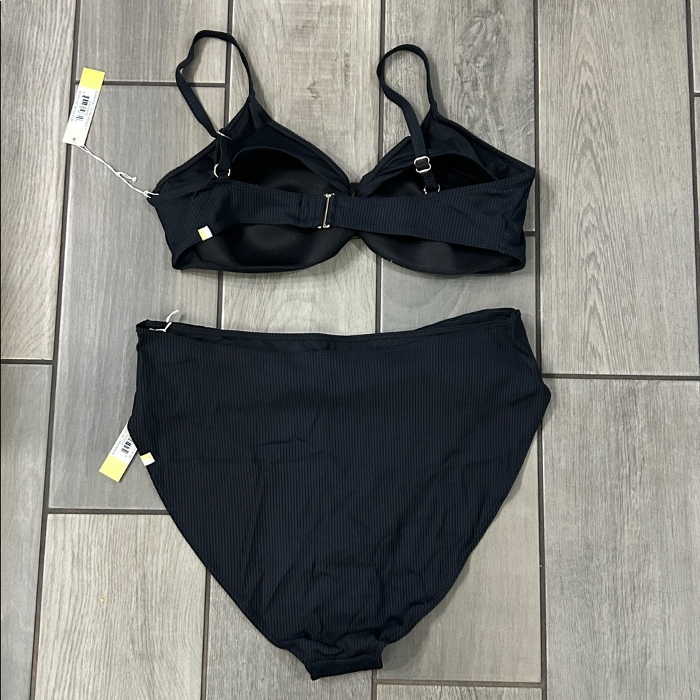 NWT SUMMERSALT The Ribbed Wanderlust Sea Urchin Black Bikini Swim Size 20 - Picture 5 of 7